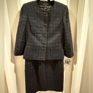 Tahari Red and black tweed jacket and dress set